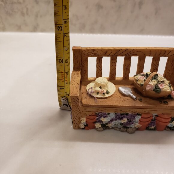 1995 Deziness Hand Painted Flower Garden Bench Jewelry Box - Picture 9 of 9